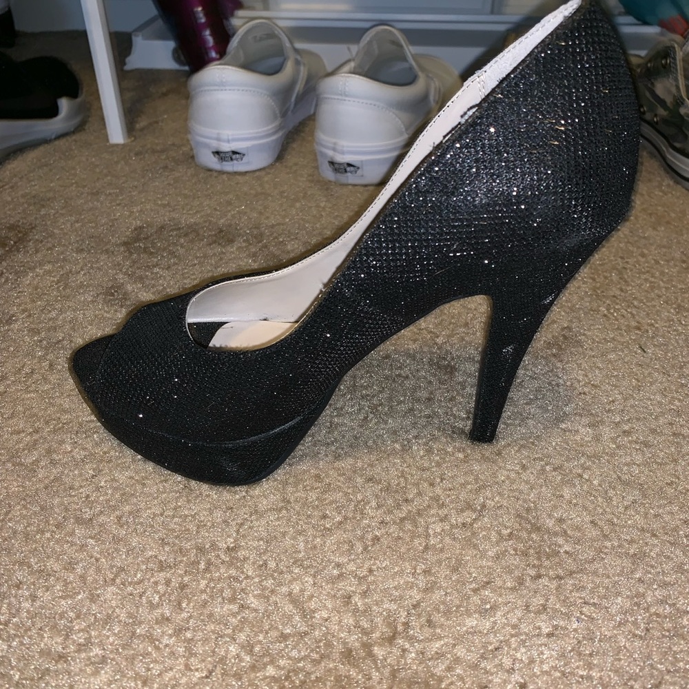 A.P.T 9 black platform shimmer heels